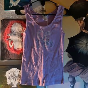 light purple tank top with bedazzled foxy in the front